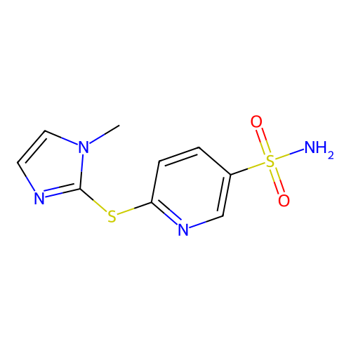 6-[(1-methyl-1H-imidazol-2-yl)sulfanyl]-3-pyridinesulfonamide structure