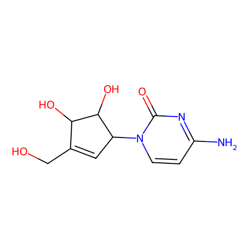 1-((1R,2S,3R)-4-Hydroxymethyl-2,3-dihydroxy-4-cyclopenten-1-yl)cytosine structure