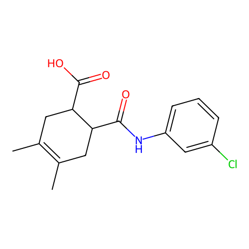6-[(3-Chlorophenyl)carbamoyl]-3,4-dimethylcyclohex-3-ene-1-carboxylic acid structure