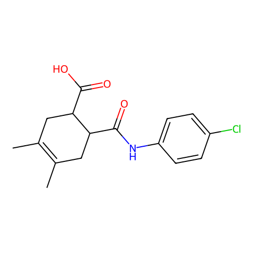 6-[(4-Chlorophenyl)carbamoyl]-3,4-dimethylcyclohex-3-ene-1-carboxylic acid structure