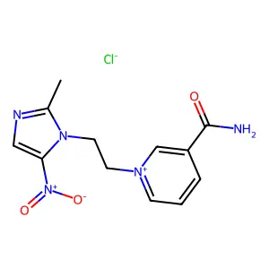 3-Carbanoyl-1-(2-(2-methyl-5-nitro-1H-imidazol-1-yl)ethyl)pyridinium chloride structure