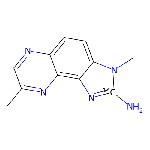 2-Amino-3,8-dimethylimidazo[4,5-f]quinoxaline-2-14C structure