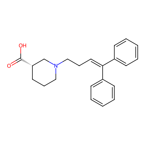 (3S)-1-(4,4-diphenylbut-3-enyl)piperidine-3-carboxylic acid structure