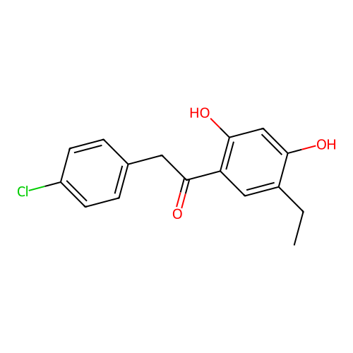 2-(4-Chlorophenyl)-1-(5-ethyl-2,4-dihydroxyphenyl)ethan-1-one structure