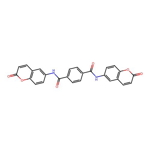 1-N,4-N-bis(2-oxochromen-6-yl)benzene-1,4-dicarboxamide structure