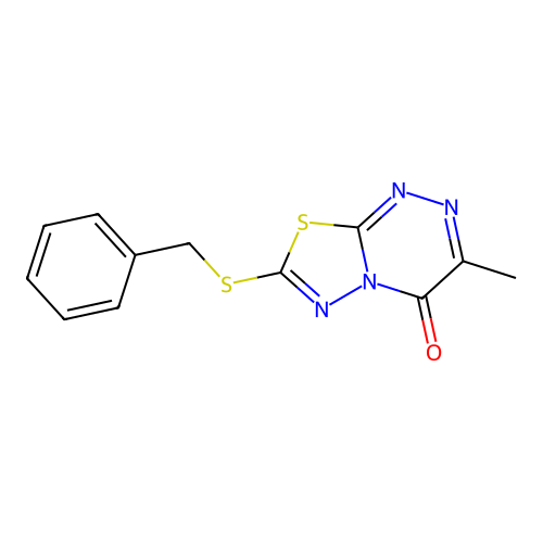 7-Benzylsulfanyl-3-methyl-[1,3,4]thiadiazolo[2,3-c][1,2,4]triazin-4-one structure