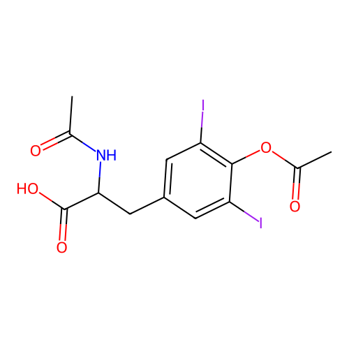 (2S)-2-(acetylamino)-3-[4-(acetyloxy)-3,5-diiodophenyl]propanoic acid structure