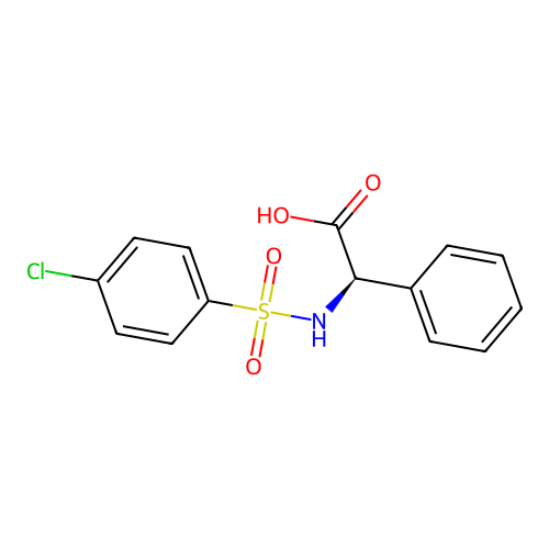 (2R)-2-[(4-chlorophenyl)sulfonylamino]-2-phenylacetic acid structure