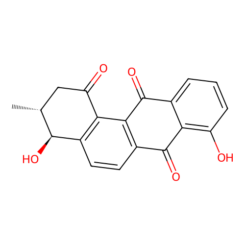 (3R,4S)-4,8-dihydroxy-3-methyl-3,4-dihydro-2H-benzo[a]anthracene-1,7,12-trione structure