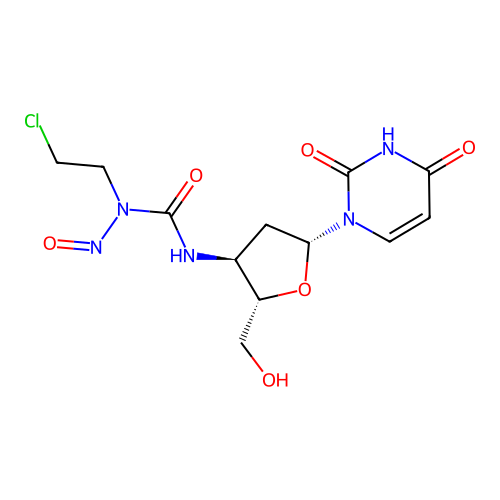 3' (3-(2-Chloroethyl)-3-nitrosoureido)-2',3'-dideoxyuridine structure