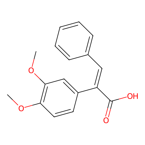 (E)-2-(3,4-dimethoxyphenyl)-3-phenylprop-2-enoic acid structure