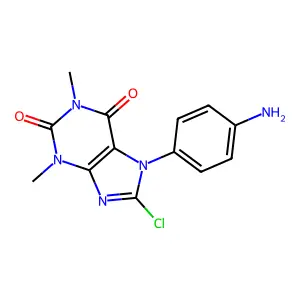 1H-Purine-2,6-dione, 3,7-dihydro-7-(4-aminophenyl)-8-chloro-1,3-dimethyl- structure