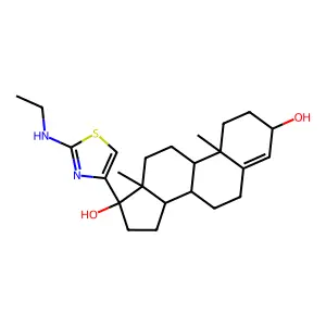 Androst-4-ene-3-beta,17-alpha-diol, 17-beta-(2-(ethylamino)-4-thiazolyl)- structure