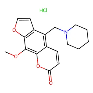 7H-Furo(3,2-g)(1)benzopyran-7-one, 9-methoxy-4-(1-piperidinylmethyl)-, hydrochloride structure