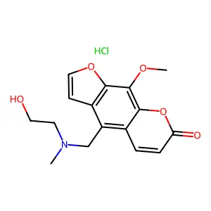 7H-Furo(3,2-g)(1)benzopyran-7-one, 4-(((2-hydroxyethyl)methylamino)methyl)-9-methoxy-, hydrochloride structure