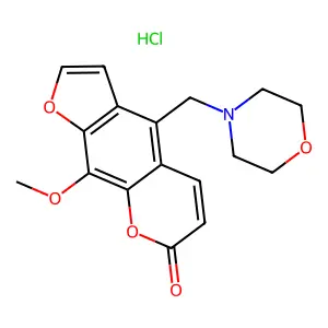 7H-Furo(3,2-g)(1)benzopyran-7-one, 9-methoxy-4-(4-morpholinylmethyl)-, hydrochloride structure