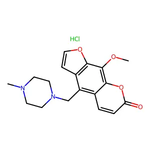 7H-Furo(3,2-g)(1)benzopyran-7-one, 9-methoxy-4-((4-methyl-1-piperazinyl)methyl)-, monohydrochloride structure