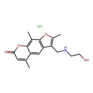 7H-Furo(3,2-g)(1)benzopyran-7-one, 3-(((2-hydroxyethyl)amino)methyl)-2,5,9-trimethyl-, hydrochloride structure
