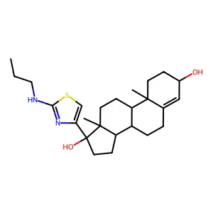 Androst-4-ene-3-beta,17-alpha-diol, 17-beta-(2-(propylamino)-4-thiazolyl)- structure