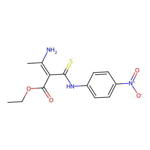 Ethyl 3-amino-2-({4-nitroanilino}carbothioyl)-2-butenoate structure