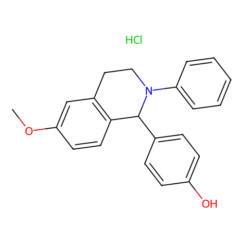 4-(1,2,3,4-Tetrahydro-6-methoxy-2-phenyl-1-isoquinolinyl)phenol hydrochloride structure