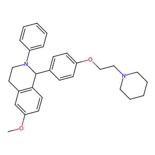 1,2,3,4-Tetrahydro-6-methoxy-2-phenyl-1-(4-(2-(1-piperidinyl)ethoxy)phenyl)isoquinoline structure