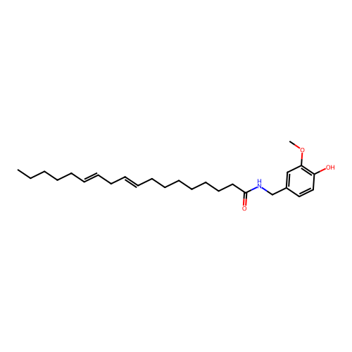 9,12-Octadecadienamide, N-((4-hydroxy-3-methoxyphenyl)methyl)-, (E,E)- structure