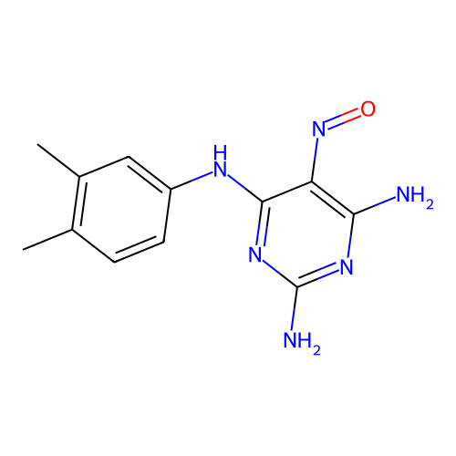 N6-(3,4-dimethylphenyl)-5-nitroso-pyrimidine-2,4,6-triamine structure