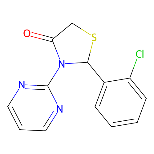 4-Thiazolidinone, 2-(o-chlorophenyl)-3-(2-pyrimidinyl)- structure