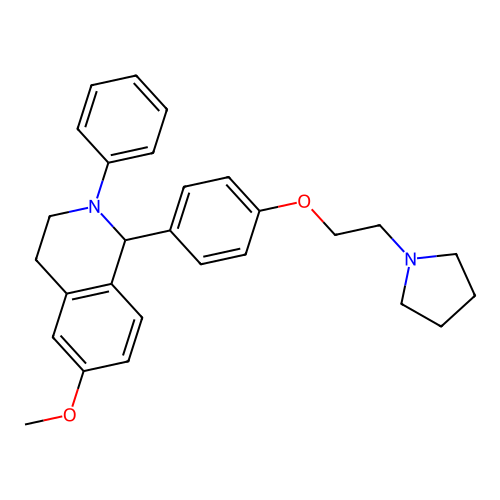 1,2,3,4-Tetrahydro-6-methoxy-2-phenyl-1-(4-(2-(1-pyrrolidinyl)ethoxy)phenyl)isoquinoline structure