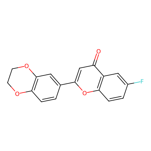 2-(2,3-dihydro-1,4-benzodioxin-6-yl)-6-fluoro-4H-chromen-4-one structure