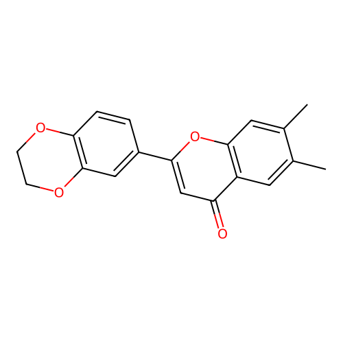 2-(2,3-dihydrobenzo[b][1,4]dioxin-6-yl)-6,7-dimethyl-4H-chromen-4-one structure