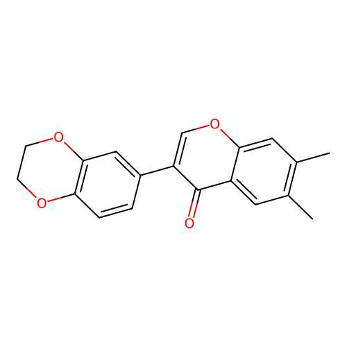3-(2,3-dihydrobenzo[b][1,4]dioxin-6-yl)-6,7-dimethyl-4H-chromen-4-one structure