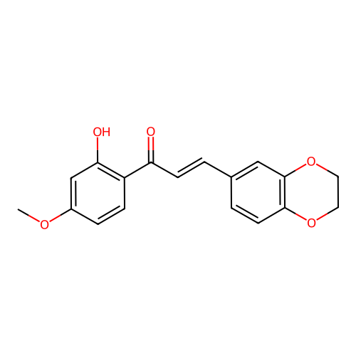 (E)-3-(2,3-dihydrobenzo[b][1,4]dioxin-6-yl)-1-(2-hydroxy-4-methoxyphenyl)prop-2-en-1-one structure
