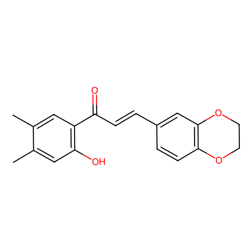 3-(2,3-dihydro-1,4-benzodioxin-6-yl)-1-(2-hydroxy-4,5-dimethylphenyl)prop-2-en-1-one structure