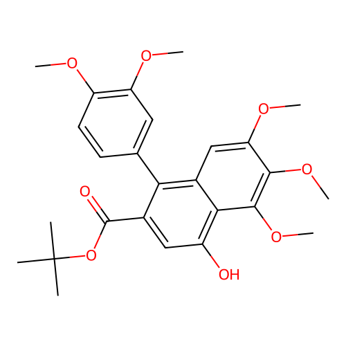 (Dimethoxy-PH)-4-HO-5,6,7-trimethoxy-naphthalene-2-carboxylic acid tert-BU ester structure