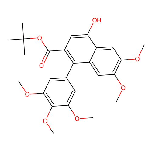 4-HO-6,7-Dimethoxy-1-(trimethoxy-PH)-naphthalene-2-carboxylic acid tert-BU ester structure