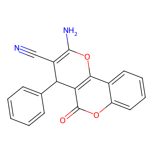 2-Amino-5-oxo-4-phenyl-4H,5H-pyrano[3,2-c]chromene-3-carbonitrile structure