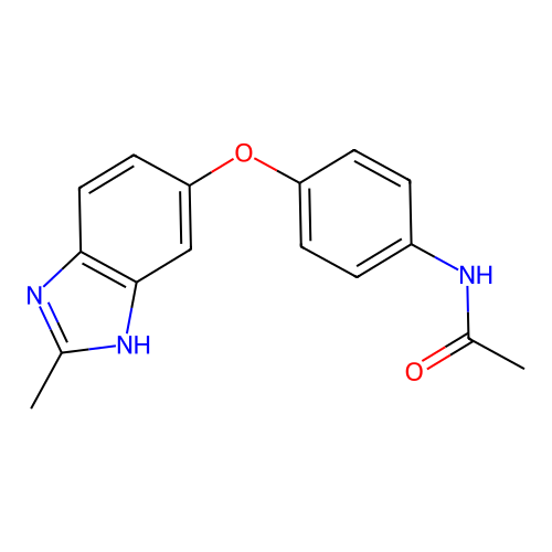 N-(4-((2-methyl-1H-benzo[d]imidazol-6-yl)oxy)phenyl)acetamide structure