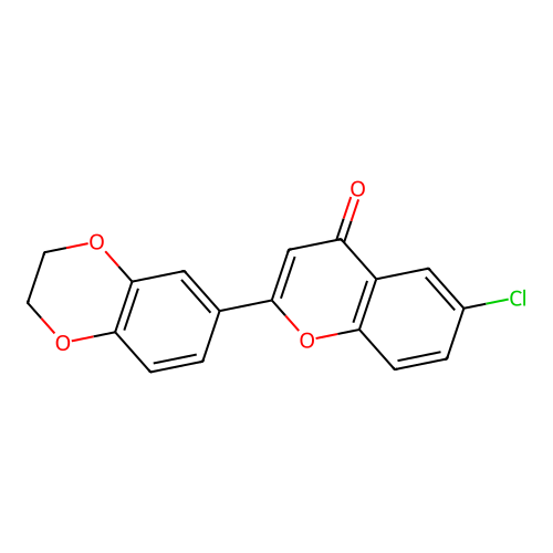 6-Chloro-2-(2,3-dihydro-1,4-benzodioxin-6-yl)chromen-4-one structure