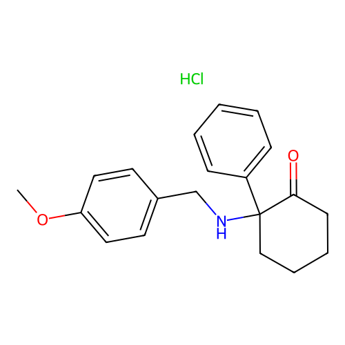 Cyclohexanone, 2-(p-methoxybenzylamino)-2-phenyl-, hydrochloride structure