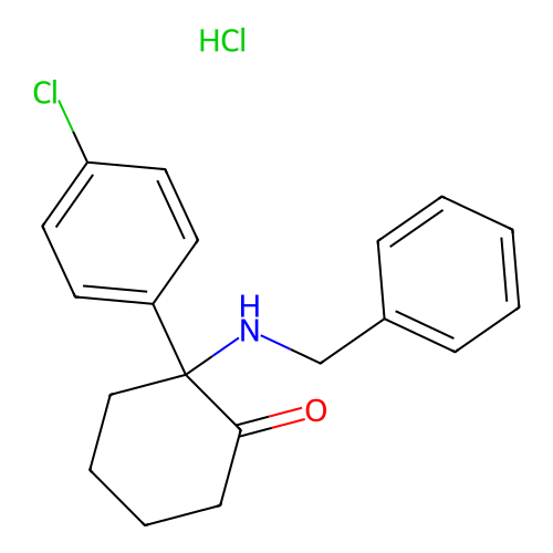 Cyclohexanone, 2-benzylamino-2-(p-chlorophenyl)-, hydrochloride structure