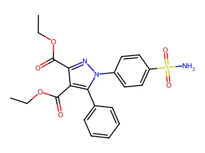 1H-Pyrazole-3,4-dicarboxylic acid, 1-(4-(aminosulfonyl)phenyl)-5-phenyl-, diethyl ester structure