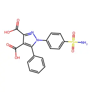 1h-pyrazole-3,4-dicarboxylic Acid, 1-(4-(aminosulfonyl)phenyl)-5-phenyl- structure