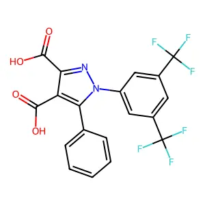 1h-pyrazole-3,4-dicarboxylic Acid, 1-(3,5-bis(trifloromethyl)phenyl)-5-phenyl- structure