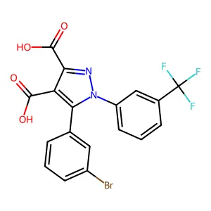 1h-pyrazole-3,4-dicarboxylic Acid, 5-(3-bromophenyl)-1-(3-(trifluoromethyl)phenyl)- structure