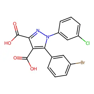 1h-pyrazole-3,4-dicarboxylic Acid, 1-(3-chlorophenyl)-5-(3-bromophenyl)- structure