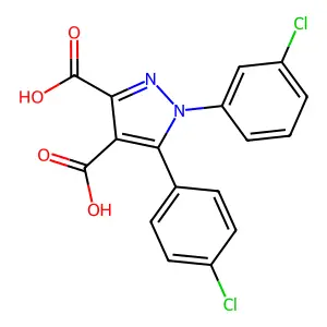 1H-Pyrazole-3,4-dicarboxylic acid, 1-(3-chlorophenyl)-5-(4-chlorophenyl)- structure
