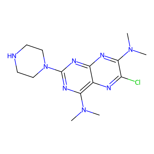 4,7-Pteridinediamine, 6-chloro-N,N,N',N'-tetramethyl-2-(1-piperazinyl)- structure