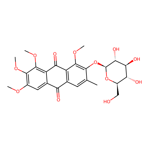 2-(beta-D-Glucopyranosyloxy)-1,6,7,8-tetramethoxy-3-methyl-9,10-anthracenedione structure